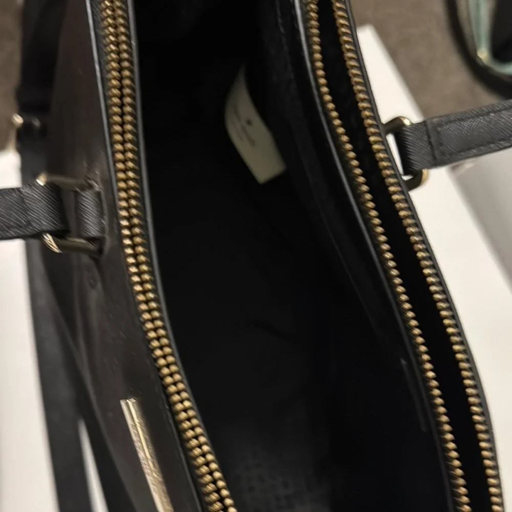 Kate Spade Black and Gold Shoulder Bag with Structured Design